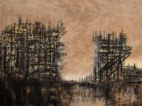 Hugo Correa, Un día después, acrílico sobre tela, 120 x 120 cm., 2021